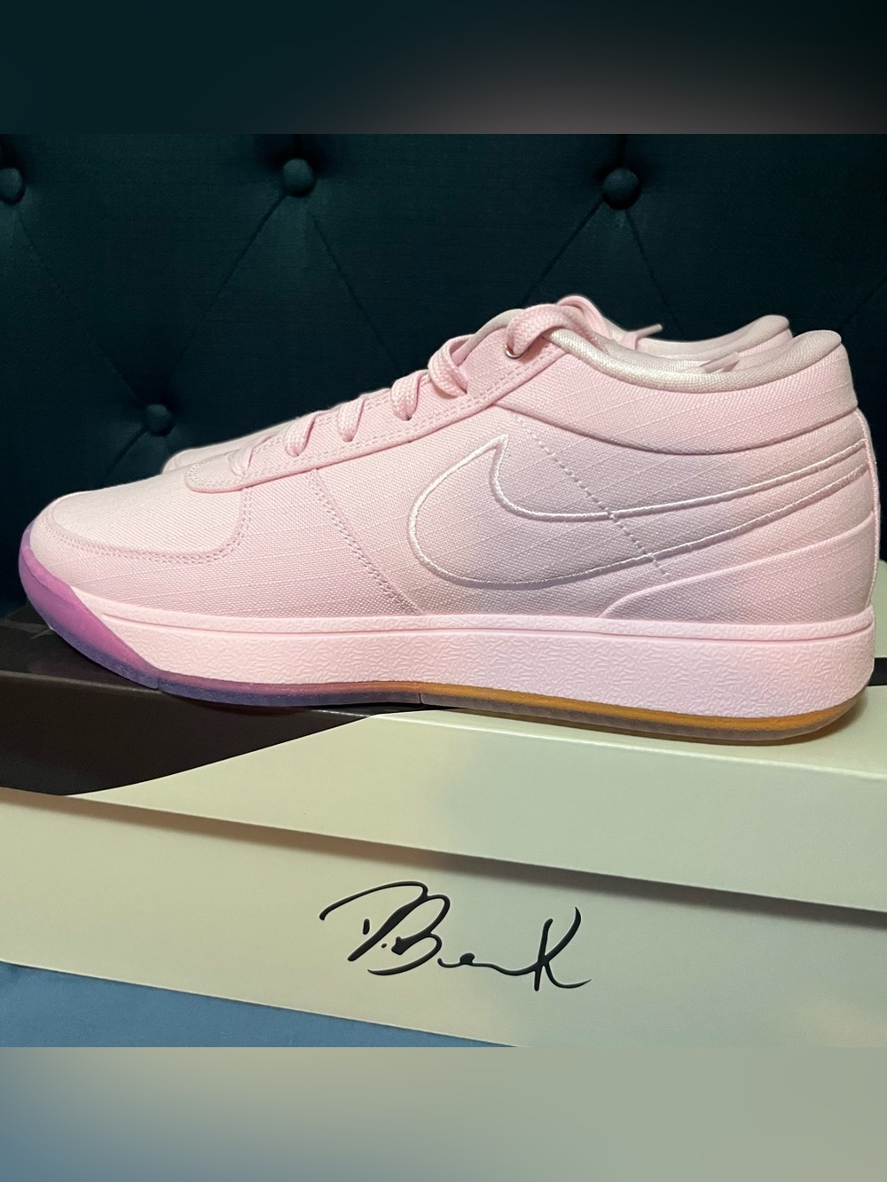 Booker 1 Sunset Pink Low-Top Canvas Basketball
